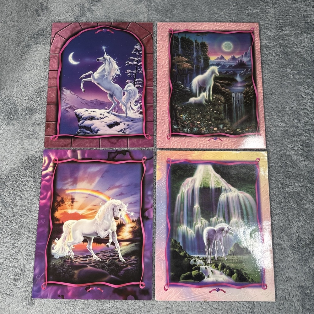 Lot Of 4 Vintage Y2K Unicorn Princess Folders Stuart Hall Swing Castle Unicorn